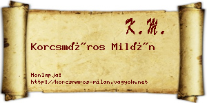 Korcsmáros Milán névjegykártya
