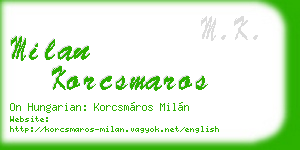 milan korcsmaros business card