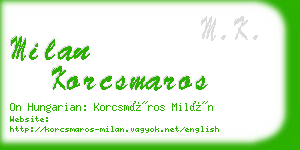 milan korcsmaros business card